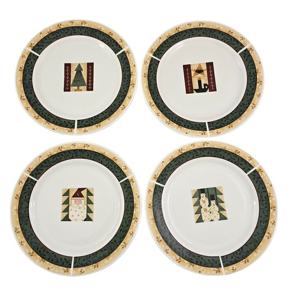 Sakura Majesticware Christmas Patch Stoneware Salad Luncheon Plates – Set of 4